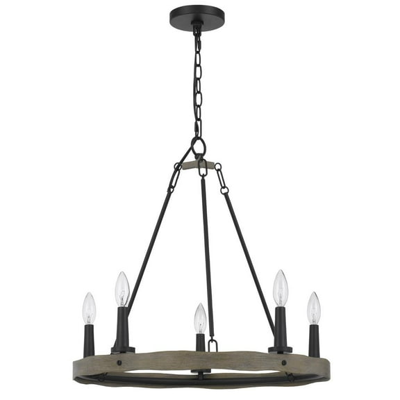Cal Lighting Maidstone Metal Chandelier With Wood Finish