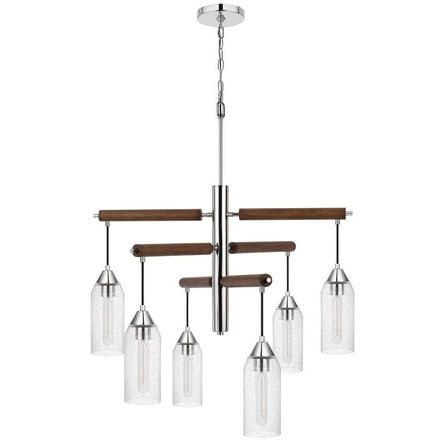 Cal Lighting Massilon 6-Light Metal Chandelier with Glass Shade in Chrome