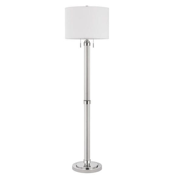 Cal Lighting Montilla 2-Light Metal Floor Lamp with Fabric Shade in Chrome