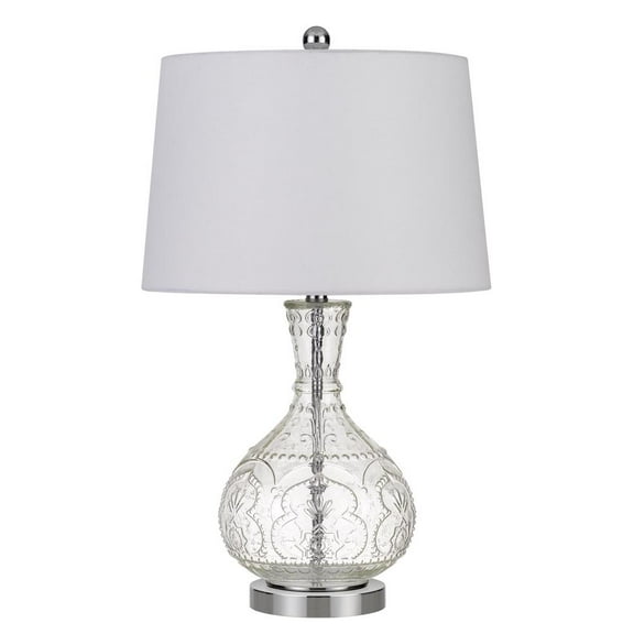 Cal Lighting Nador 1-Light Glass & Fabric Table Lamp in Clear/Silver