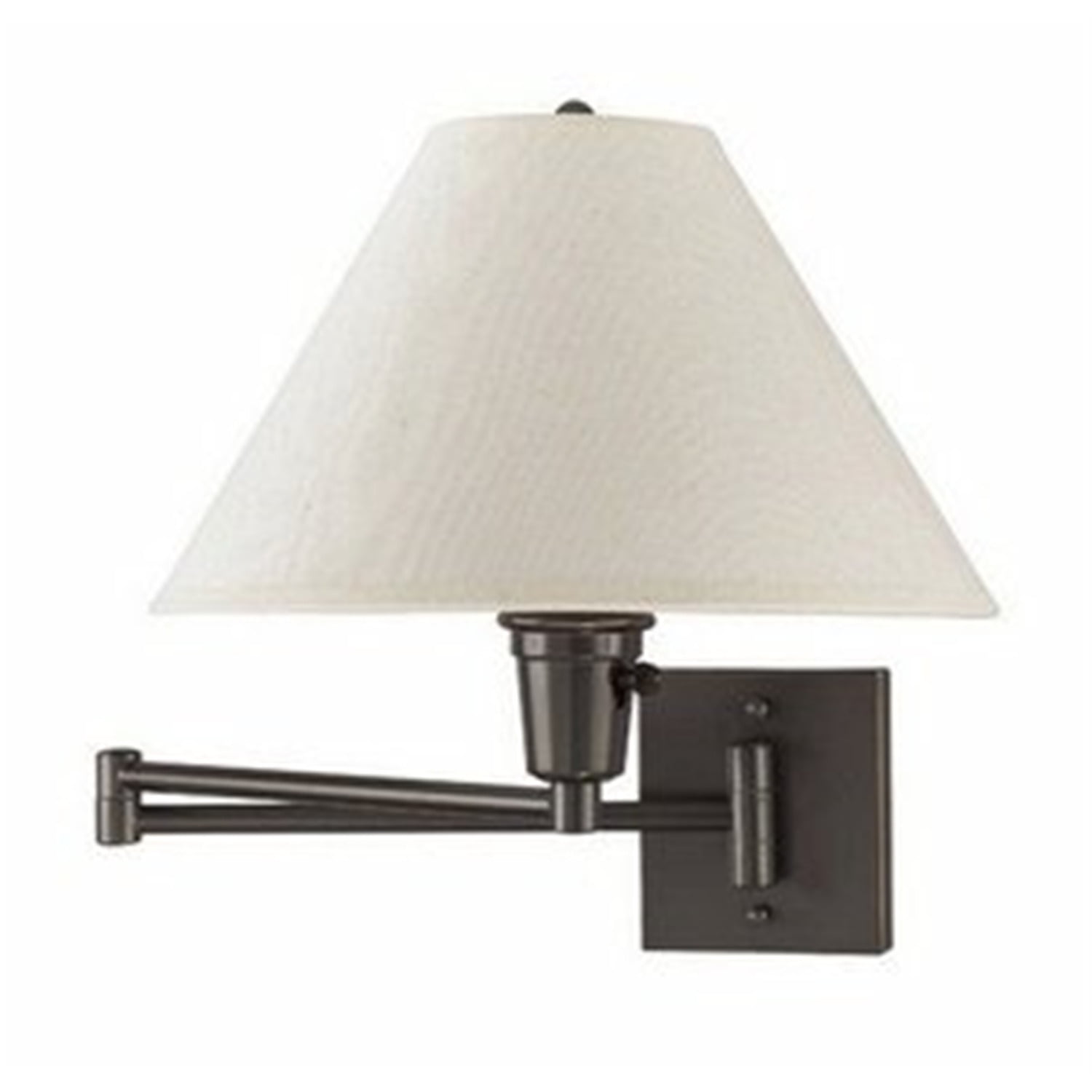 Dark Bronze Swing Arm Wall Lamp with White Shade