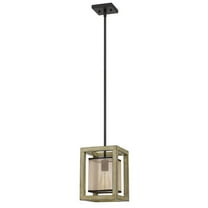 Cal Lighting Palencia 1-Light Wood & Metal Pendant Fixture in Distressed Oak