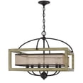 thumbnail image 1 of Cal Lighting Palencia 5-Light Square Chandelier with Organza Shade in Oak/Black, 1 of 5