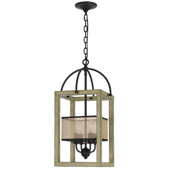 Cal Lighting Palencia Rubber Wood Chandelier With Organza Shade