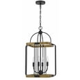 thumbnail image 1 of Cal Lighting Ripon 4-Light Metal & Wood Chandelier in Oak/Matte Black, 1 of 5