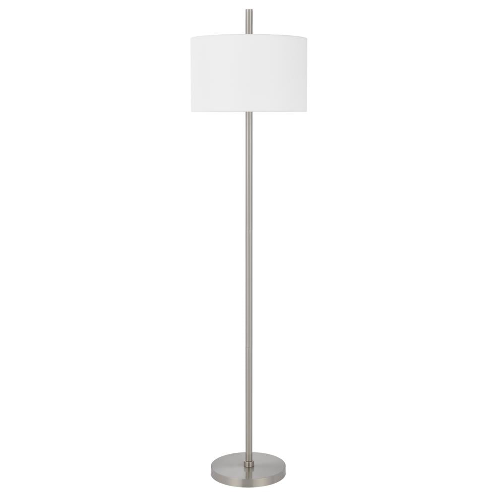 Roanne Brushed Steel Slim Modern Floor Lamp 66.5" Height