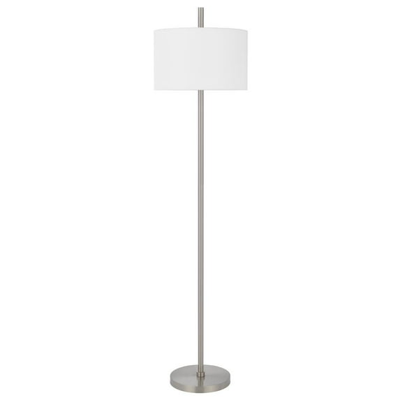 Cal Lighting Roanne 1-Light Metal & Fabric Floor Lamp in Brushed Steel Silver