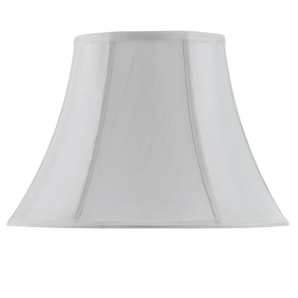 White Fabric Vertical Piped Bell Lamp Shade, 16"