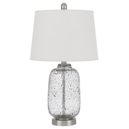 24 Inch Curved Speckled Glass Jar Base Table Lamp, Clear- Saltoro Sherpi