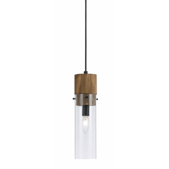Spheroid 1 - Light Wood And Dark Bronze Dark Brown Glass And Wood Pendant Light
