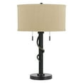 thumbnail image 1 of 24" Height Iron Table Lamp in Iron Finish-Color:Light Tan,Finish:Iron,Material:Burlap,Shape:Round Hardback,Style:Life Style/Casual,Wattage:60WX2, 1 of 2