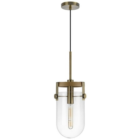 Cal Lighting Stovall 60W Metal/Glass/Birch Wood Pendant Light