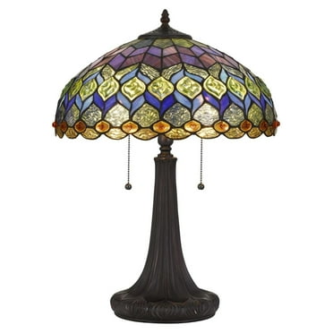 Cal Lighting Tiffany Table Lamp 22.5" Height Tiffany Table Lamp in Dark Bronze Finish