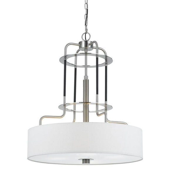 Cal Lighting Transformer 4-Light Metal Chandelier in Brushed Steel Silver/White