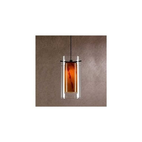 Cal Lighting UP-1053/6-RU Glass and Metal Pendant with Brushed Steel