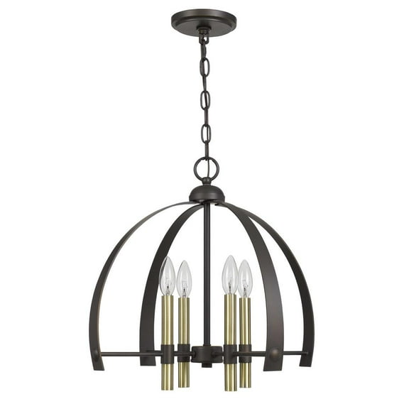 Cal Lighting Utica 4-Light Metal Chandelier in Antique Brass/Bronze