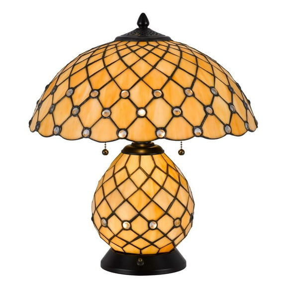 Cal Lighting 60W X 2 Valetta Tiffany Table Lamp With 2W Integrated Led Night Light