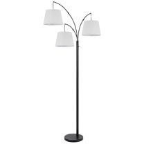 Cal Lighting 60W x 3 Vardon metal arc floor lamp with hardback fabric shade