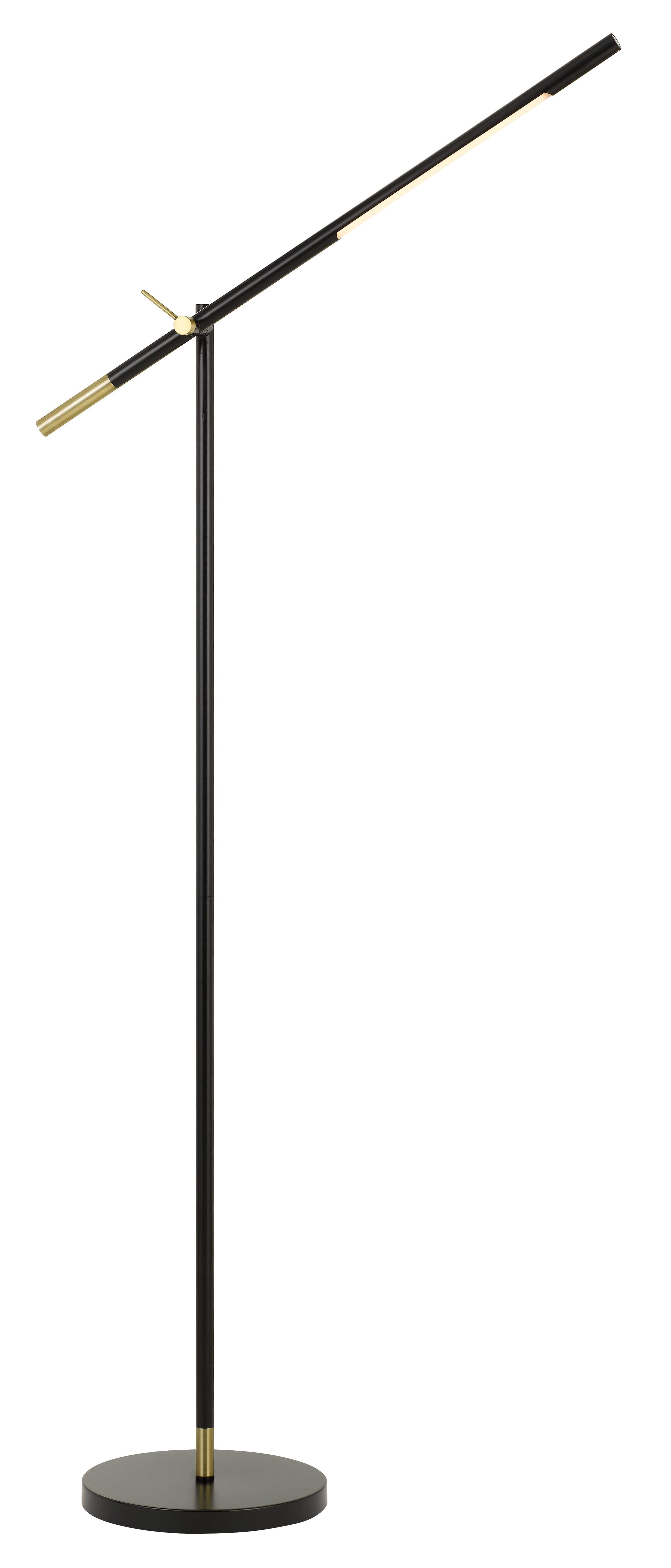 Virton 68'' Adjustable Two-Tone LED Floor Lamp in Black and Antique Brass