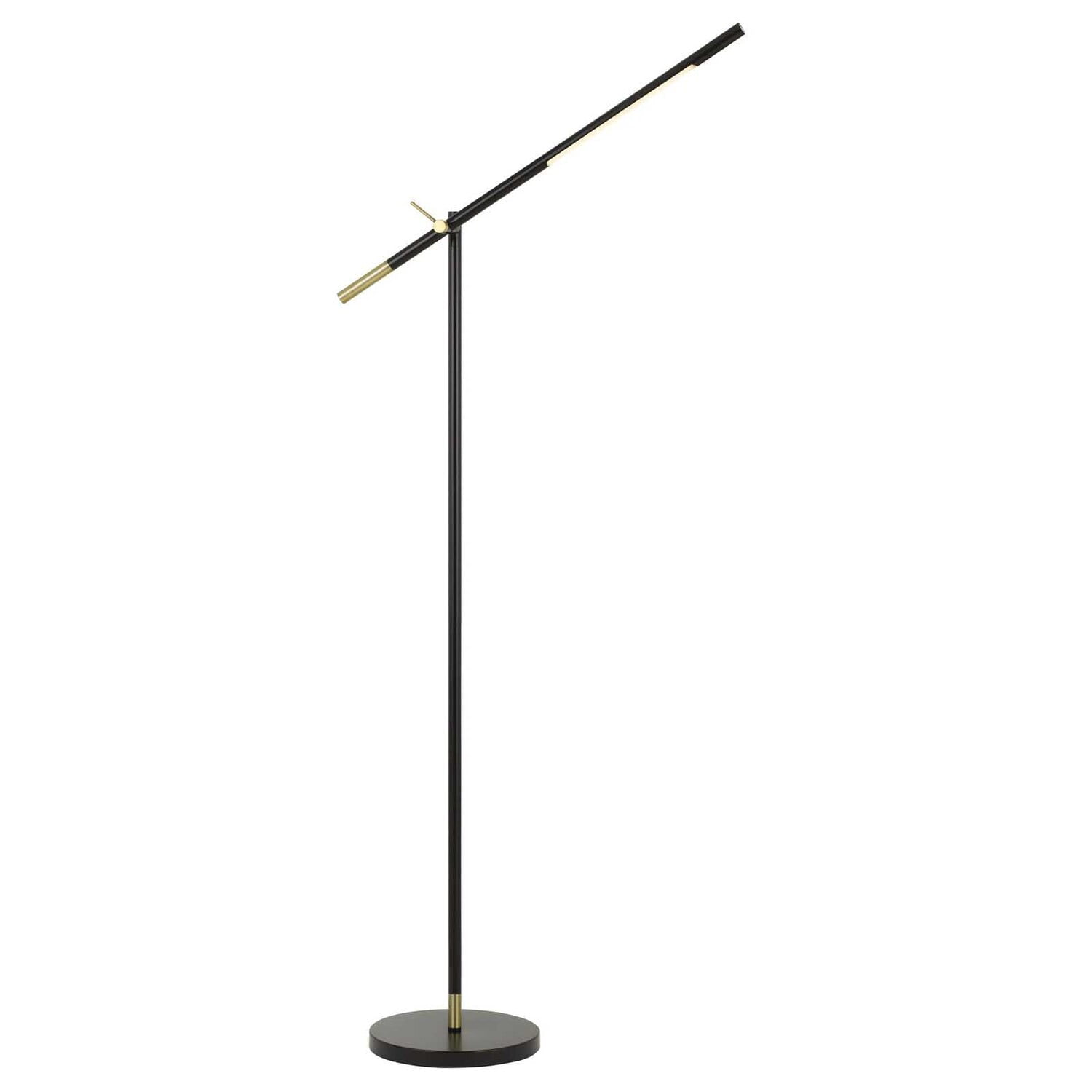 Virton 68'' Adjustable Two-Tone LED Floor Lamp in Black and Antique Brass