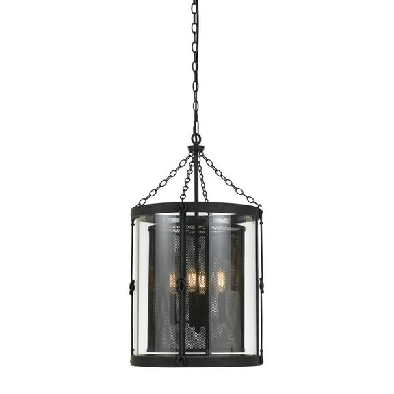 Belen Kox 28.5" Inch Glass and Steel Chandelier in Black Smith Finish