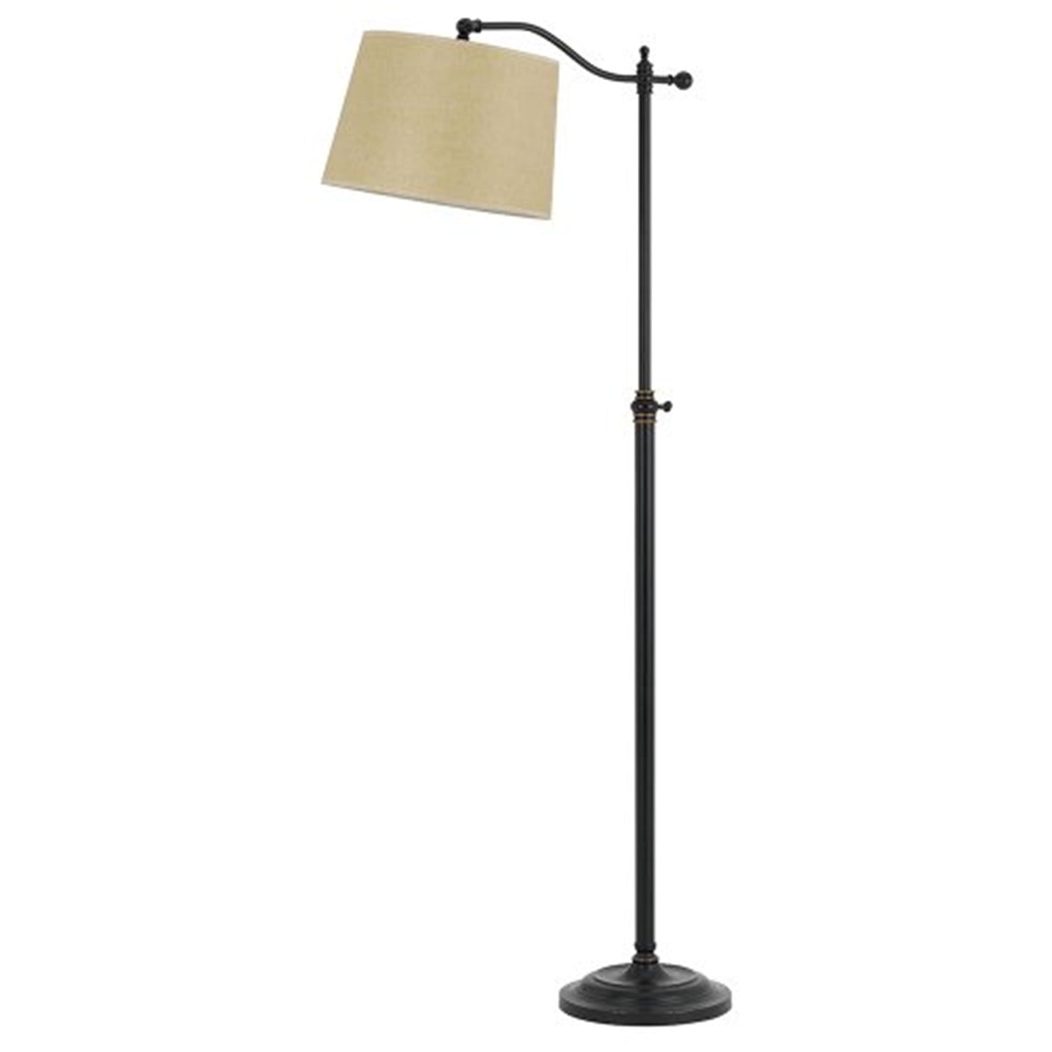 Adjustable Dark Bronze Metal Floor Lamp with Tan Fabric Shade