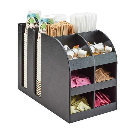 Cal Mil 12 Compartment Black Plastic Bulk Condiment Organizer - 9.25 x 16.25 x 13 in.