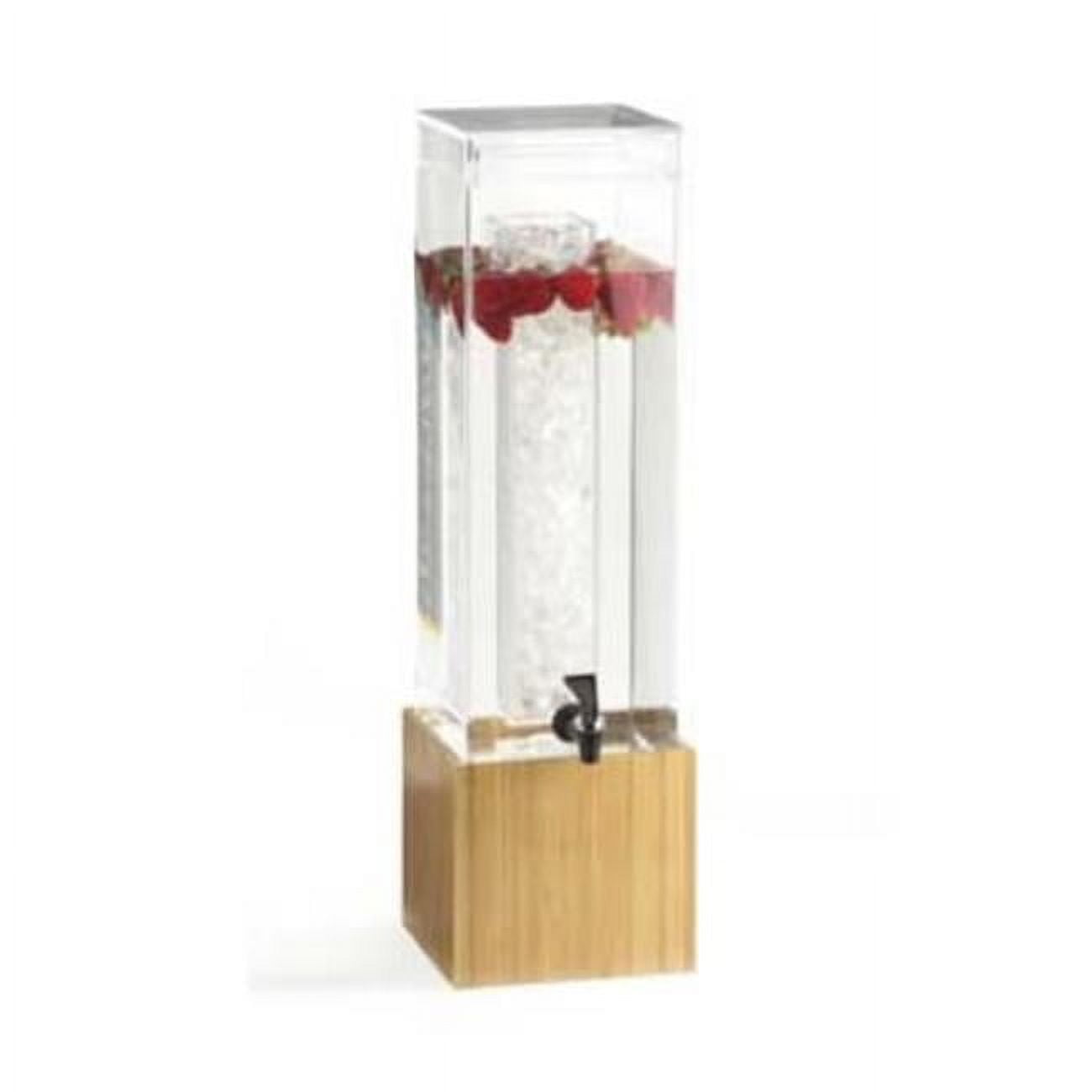 3 Gallon Clear Acrylic Beverage Dispenser with Bamboo Base