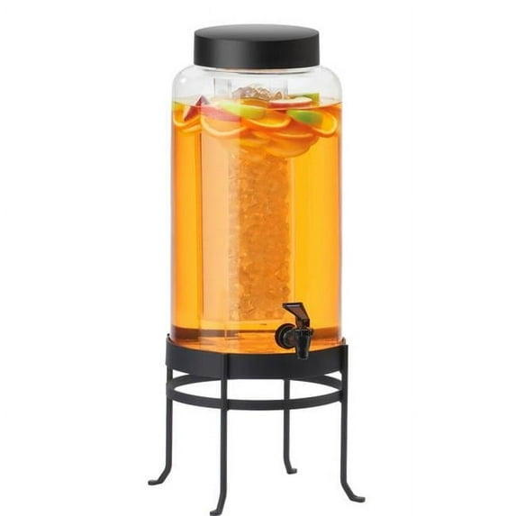 Cal Mil 1580-3-13 3 gal Black Soho Glass Beverage Dispenser with Ice Chamber - 10 x 12 x 24.5 in.