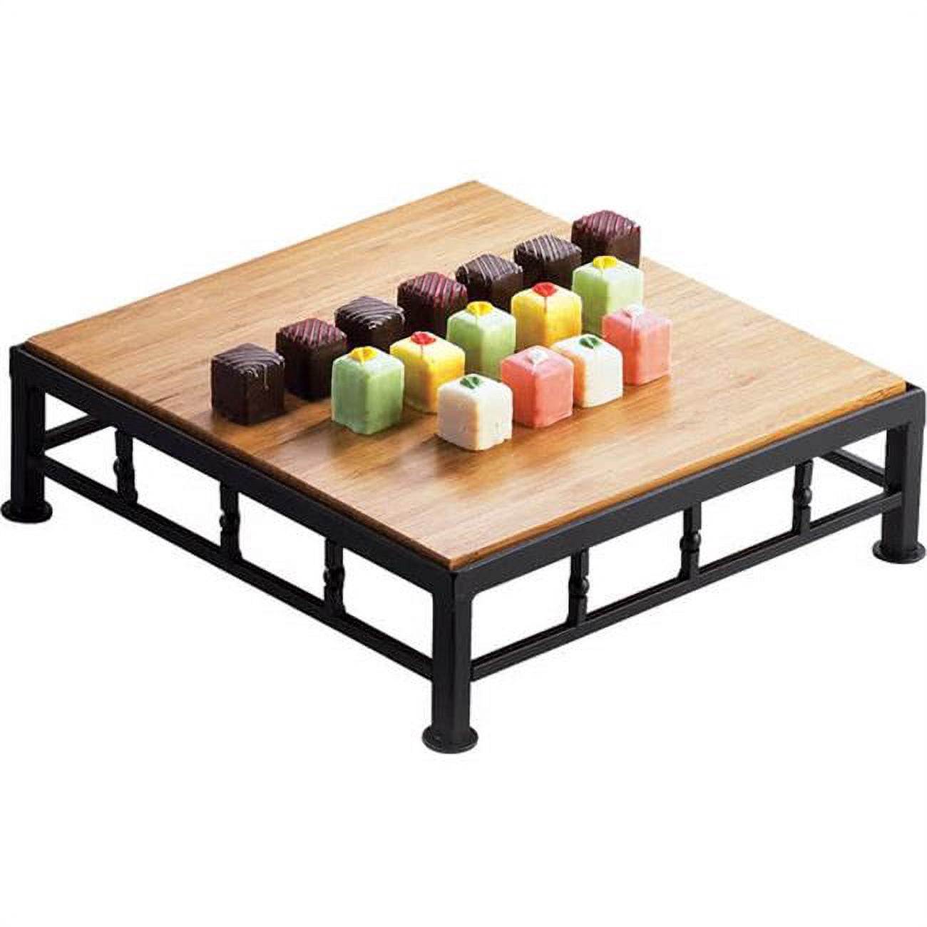 Cal Mil 1711-3-60 Iron Black Square Riser with Bamboo Top - 12 x 12 x 3 ...