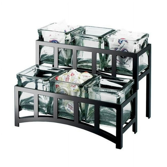 Cal Mil 1723-39 Mission Two Tier Silver Steel Six Jar Display - 14 x 9 x 7 in.