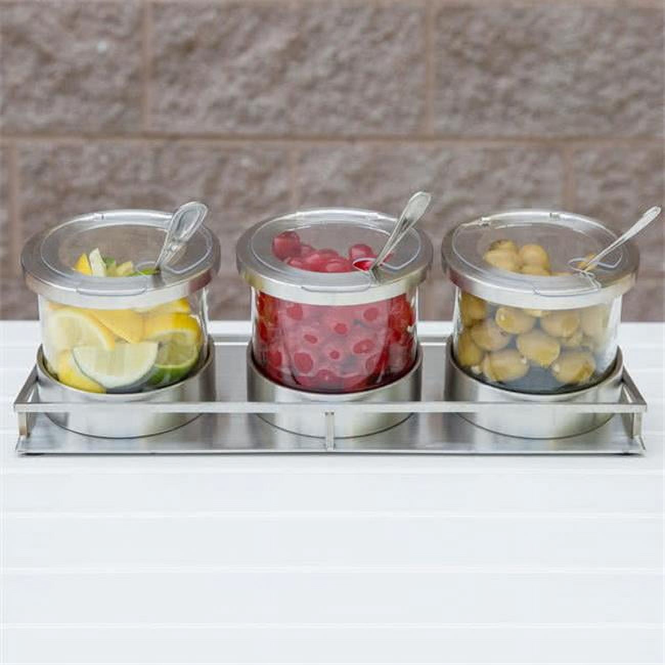 Cal Mil 1850-5-55NL Mixology Condiment Display Round 5 Jars with ...