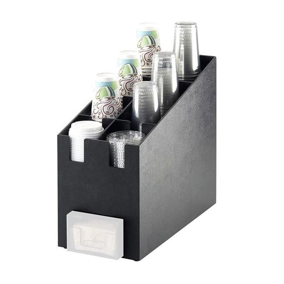 Cal Mil 2045 Classic Cup & Lid Organizer With Java Jacket Dispenser Slot - 9.125 x 19.25 x 16.75 in.