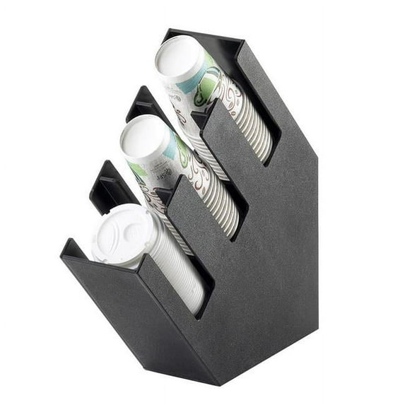 Cal Mil 2048-3 Classic Black Slanted 3 Section Cup & Lid Holder - 4.375 x 16.25 x 16.25 in.