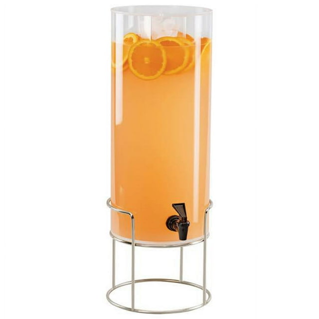 Cal Mil 3 gal Round Beverage Dispenser with Ice Chamber - Metal Base, Chrome - 8.125 x 9.75 x 25.75 in.