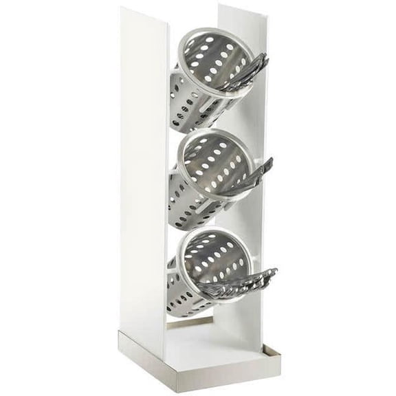 Cal Mil 3010-55 White Stainless Steel Vertical 3 Cylinder Display