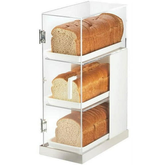 Cal Mil 3021-55 3 Tier Bread Box Frost - White & Stainless Steel - Silver