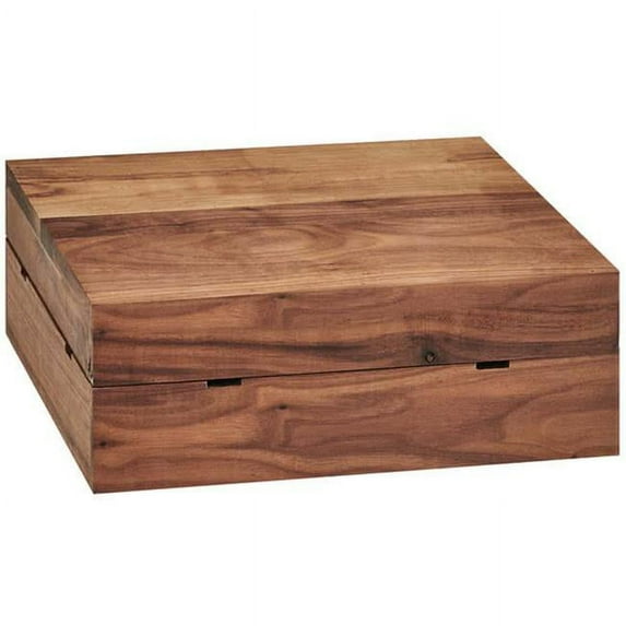 Cal Mil 3628-4-78 Mid-Century Walnut Square Crate Riser - 12 x 12 x 4 in.