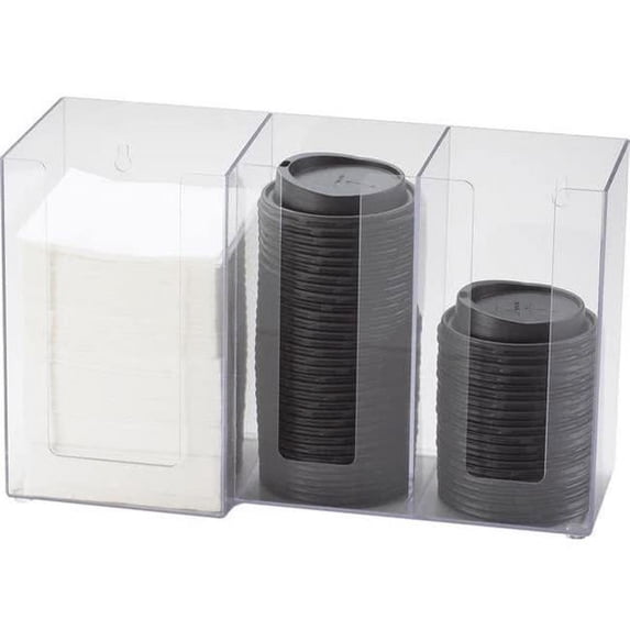 Cal Mil 375-12 3 Section Clear Cup Lid & Napkin Organizer