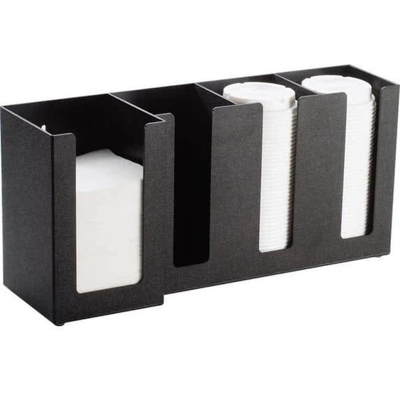 Cal Mil 376-13 4 Section Black Cup Lid & Napkin Organizer