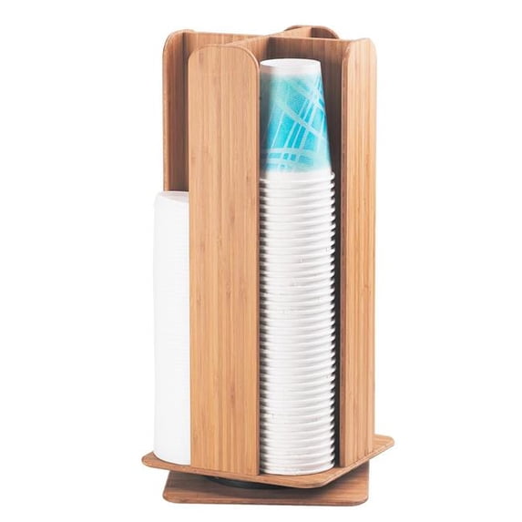Cal Mil 378-60 Bamboo Revolving Lid & Cup Organizer - 8 x 8 x 18.25 in.