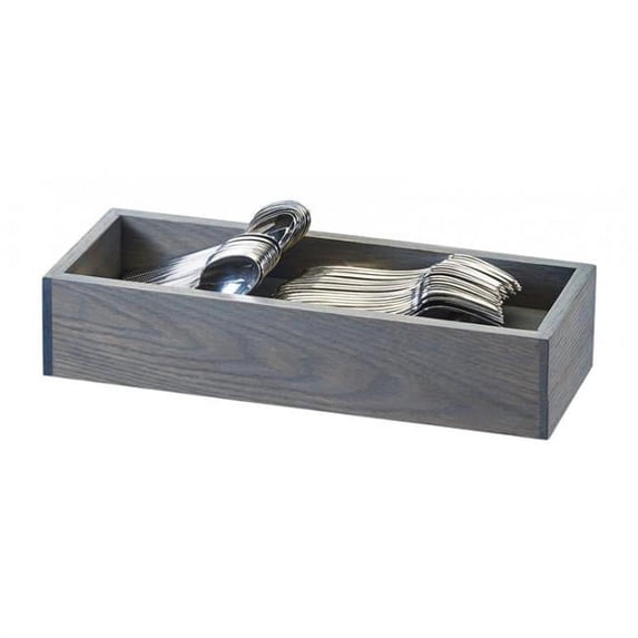 Cal Mil 3819-83 Ashwood 2 Compartment Gray Oak Wood Flatware Organizer - 15 x 6 x 3 in.