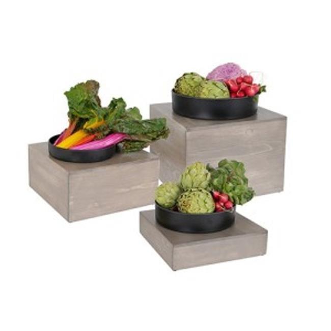 Gray-Washed Pine Square Tiered Food Display Risers
