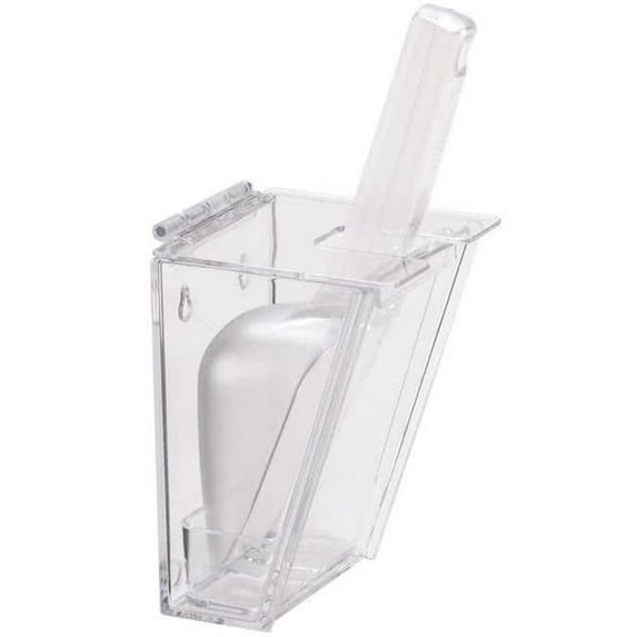Cal Mil 790 6 oz Wall Mount Scoop Holder with Scoop & Drip Tray - Clear