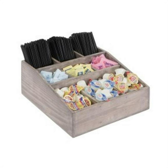 Cal Mil Aspen Gray-Washed Pine Wood Condiment Organizer, 12 inch Width x 12 inch Depth x 5.5 inch Height