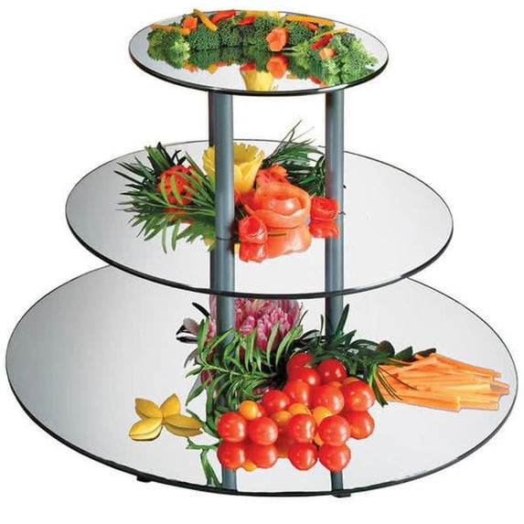 Cal Mil MT240 Round Mirror Riser - 24 x 18 in. - Silver