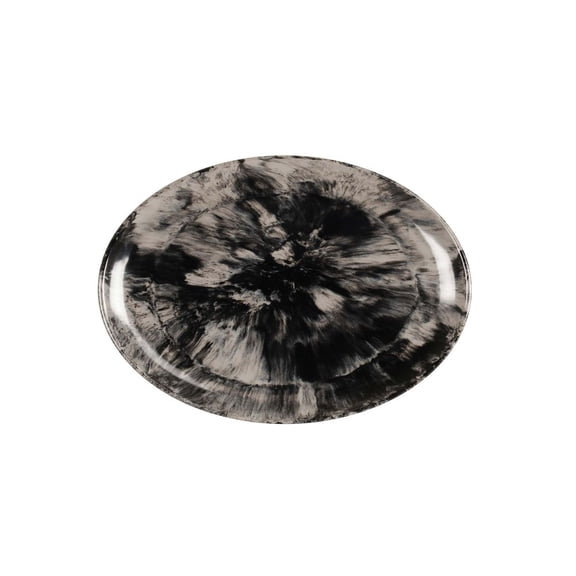 Cal Mil Reactive Black and Ivory Oval Melamine Platter, 10.75 inch Width x 7.75 inch Depth x 1.25 inch Height -- 6 per case.