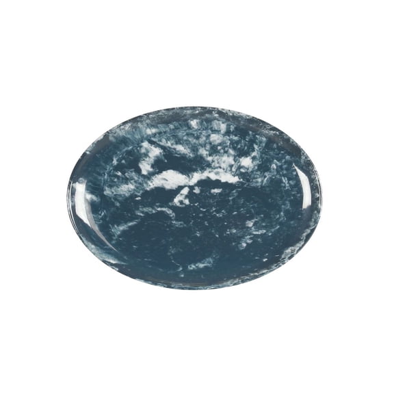 Cal Mil Reactive Blue and White Oval Melamine Platter, 10.75 inch Width x 7.75 inch Depth x 1.25 inch Height -- 6 per case.