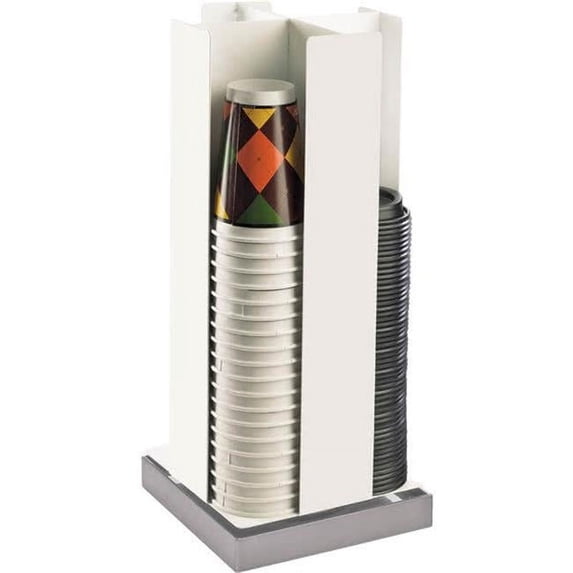 Cal Mil Stainless Steel Luxe Revolving Cup & Lid Organizer - White