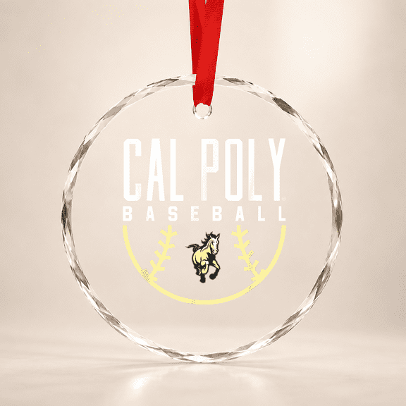 Cal Poly Mustangs Baseball Arch Glass Ornament